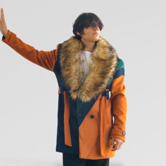 Men’s Rust | Navy | Green Double Breast Coat NWT - Picture 8 of 9